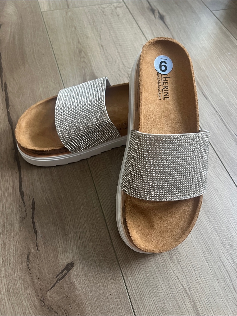 New Silver Sparkling  Slide Sandals size 9